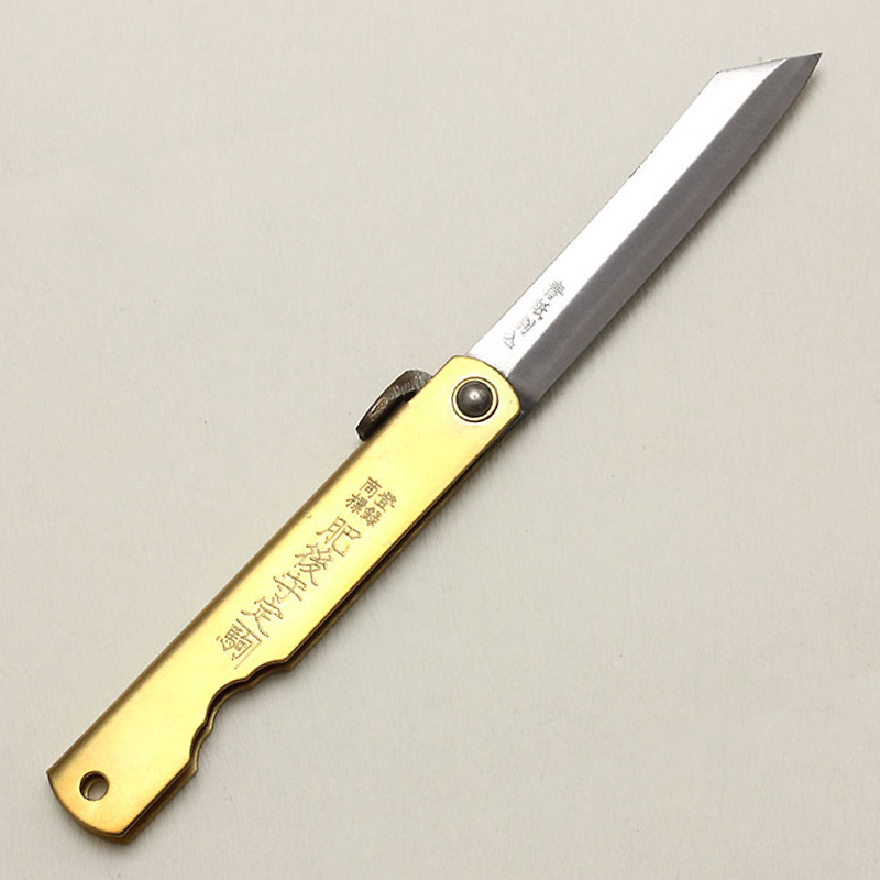 Higonokami (Nagao) 90 mm/3.5 in. Aogami. Medium. brass handle.