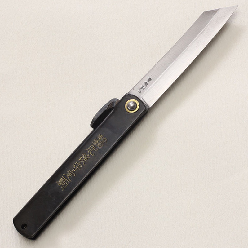 Higonokami (Nagao) 120 mm/4.7 in. Wide. black handle. with a paulownia wood case.