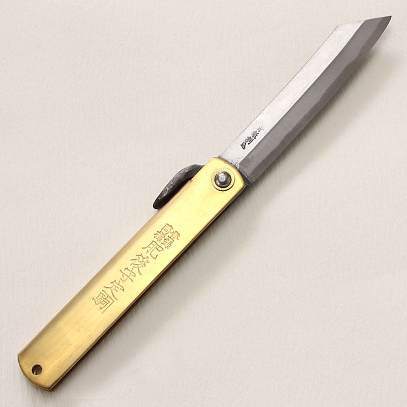Higonokami (Nagao)120 mm/4.7 in. Wide. brass handle. with a paulawnia wood case.brass handle.