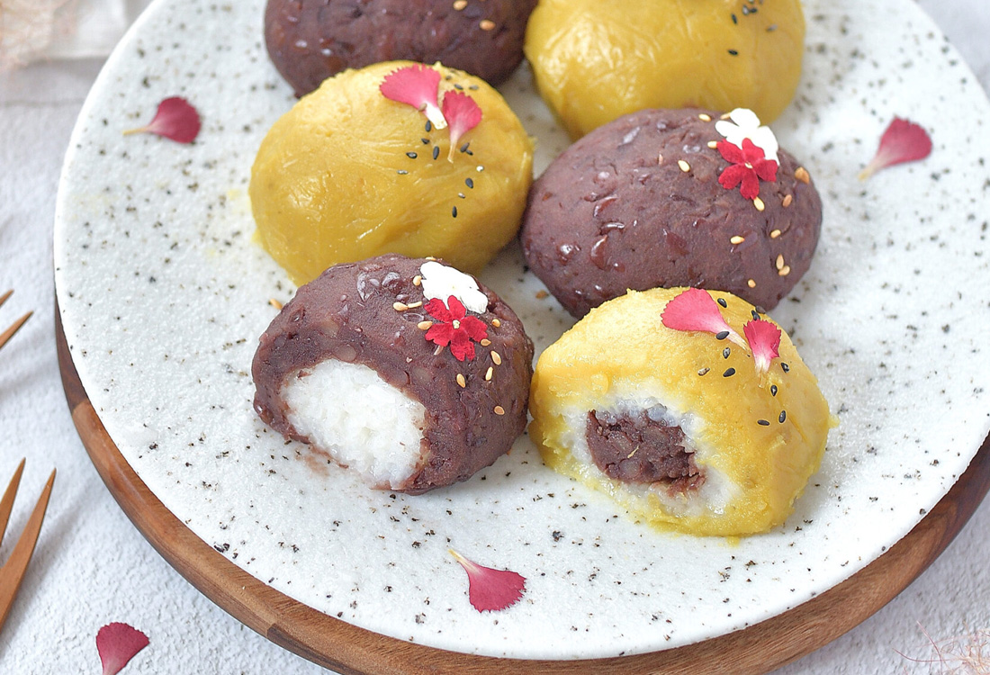 Sweet potato rice balls